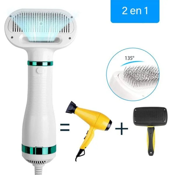 Cepillo Secador de pelo 2 en 1 para mascotas